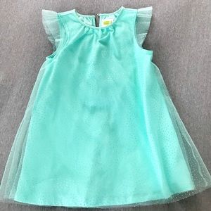 Kids Teal Sheer Sparkling Dress